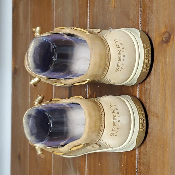 Gold & Leather Sperry Top Siders - Picture 4 of 9